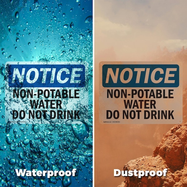 Signmission Non-Potable Water Not For Drinking, 5 in W x Rectangle, Vinyl Decal - OS-2PACK-NS-D-35-L-15094
