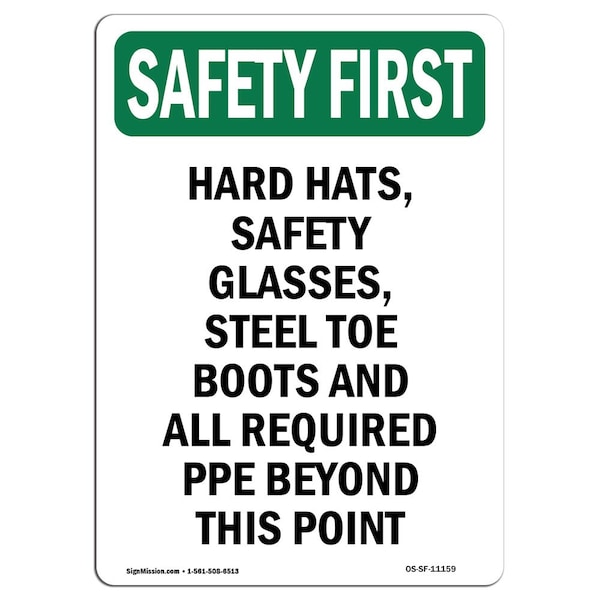 Signmission OSHA Sign, Hard Hats Glasses Steel, 24in X 18in Rigid Plastic, 18" W, 24" H, Portrait - OS-SF-P-1824-V-11159