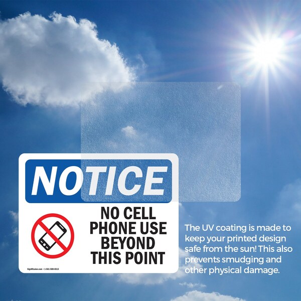 Signmission No Cell Phone Use Beyond This Point Sign With Symbol, 14 in W x Rectangle, Vinyl Decal - OS-2PACK-NS-D-1014-L-14413