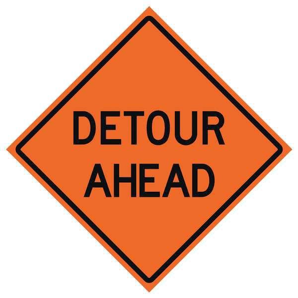 Eastern Metal Signs And Safety Detour Traffic Sign, 36 in H, 36 in W, Vinyl, Diamond, English, 669-C/36-NRVFO-DA - 669-C/36-NRVFO-DA