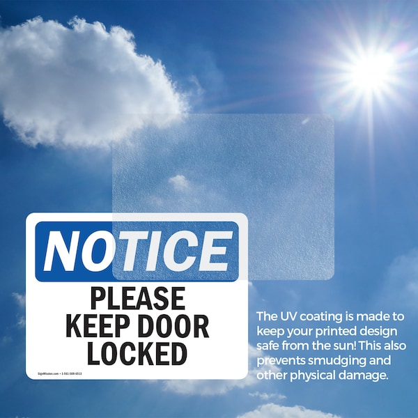 Signmission Please Keep Door Locked, 5 in W x Rectangle, Vinyl Decal - OS-2PACK-NS-D-35-L-17470