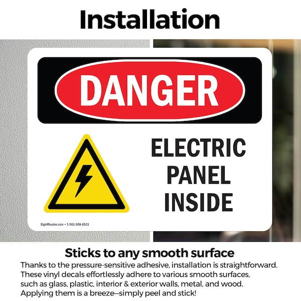 Signmission Electric Panel Inside Danger Sign, Vinyl Decal, 5in W x 3.5in L, 2PK - OS-2PACK-DS-D-35-L-2203