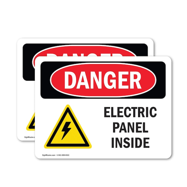Signmission Electric Panel Inside Danger Sign, Vinyl Decal, 5in W x 3.5in L, 2PK - OS-2PACK-DS-D-35-L-2203