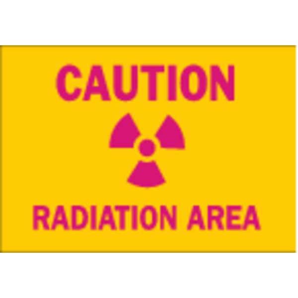 Brady Caution Radiation Sign, 7 in H, 10 in W, Plastic, Rectangle, 25278 - 25278