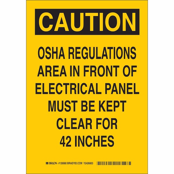 Brady Sign, Caution, 10X7", Black/Yellow, Header Background Color: Black - 126980