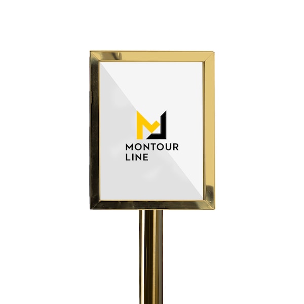 Montour Line Sign Frame Floor Standing 8.5 x 11 in. V Polished Brass Steel Frame Only - FSE200-8511-V-PB