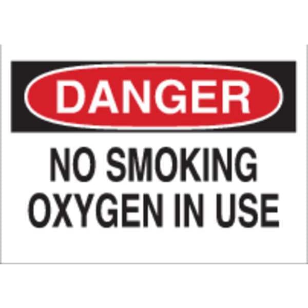 Brady Danger No Smoking Sign, 7" H, 10" W, Plastic, Rectangle, English, 25086 - 25086