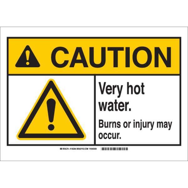 Brady Caution Sign, 10 in H, 14 in W, Plastic, Rectangle, English, 145263 - 145263