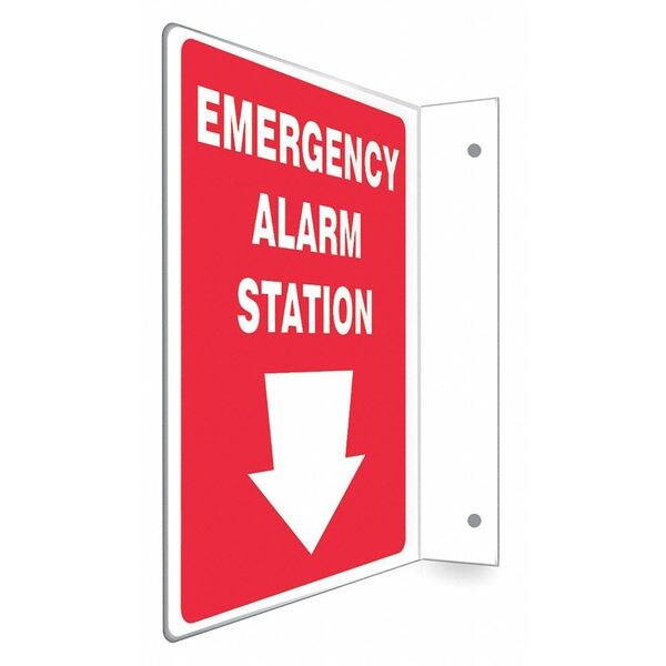 Condor High Visibility Safety Sign, 12 in Height, 9 in Width, PETG, L-Shape Projection, English - 480X21