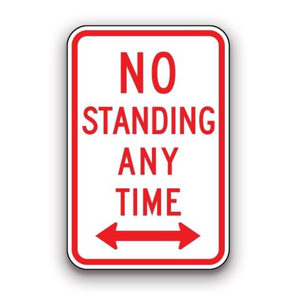 Orafol 12in X 18in Red, No Standing Any Time Left/Right Arrow, 9900 Brilliant Grade Premium - R7-4D