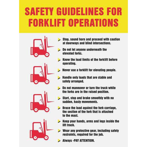 Accuform Poster, Safety Guidelines For Forklift Operations, 22 in H x, 17 in W, Plastic - SP124485L