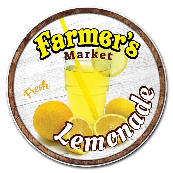 Signmission Farmers Market Lemonade Circle Vinyl Laminated Decal, D-16-CIR-Lemonade - D-16-CIR-LEMONADE