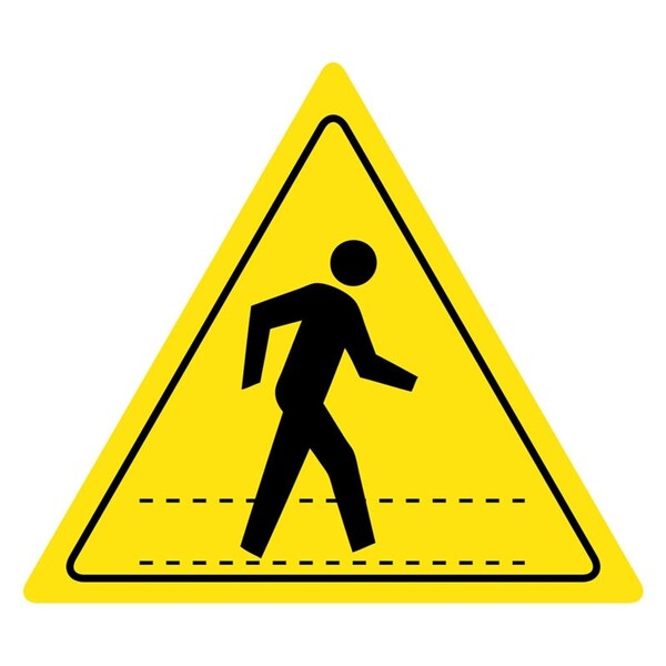 5S Supplies Pedestrian Crossing Floor Sign 28in Diameter Non Slip Floor Sign - FS-TRPEDDS-28