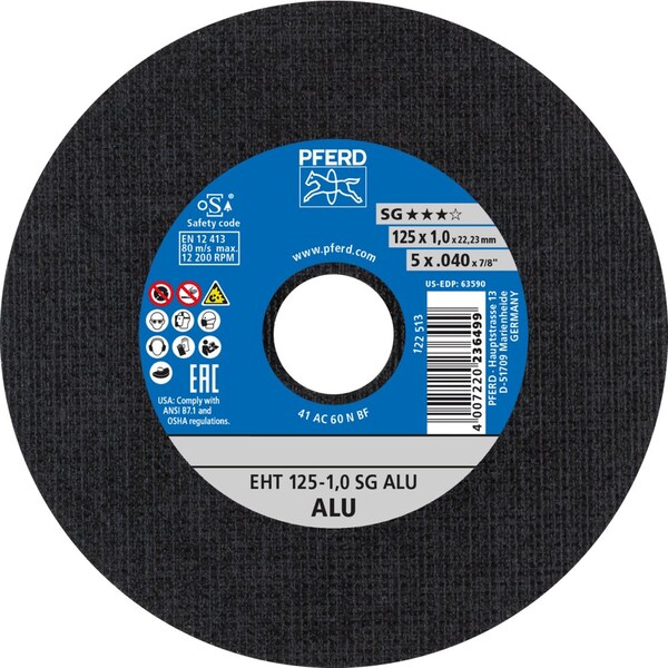 Pferd 5'' x .040'' Cut-Off Wheel, 7/8'' A.H. - SG ALU - Type 1 - 63590