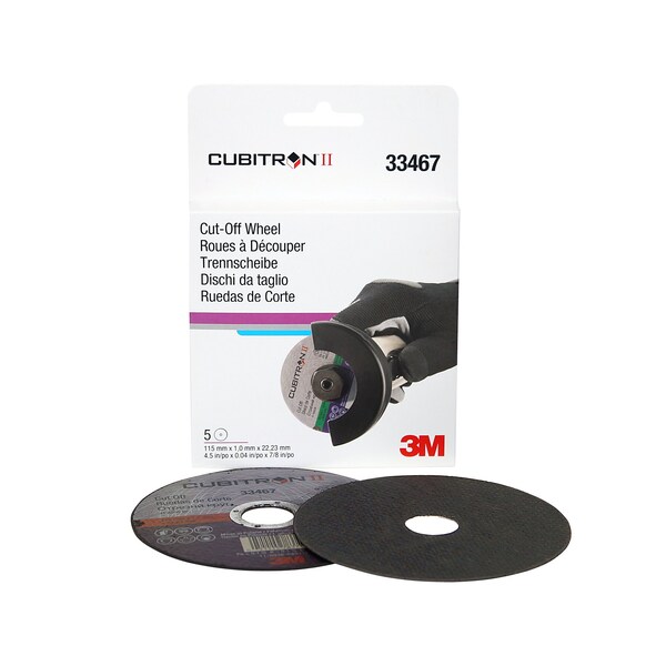 3M Cubitron 3M II Cut-Off Wheel, 4.5 in x 0.04 in x 7/8 in, 5 per pack, 6PK - 33467