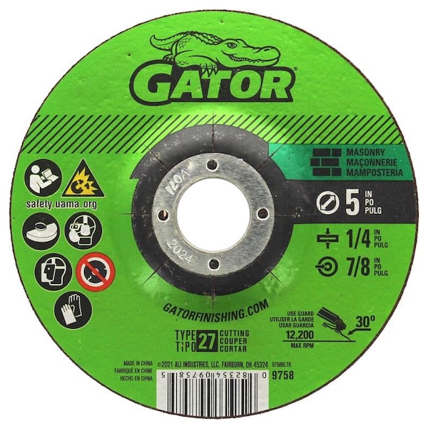 Gator Gator 5 in. D X 7/8 in. Aluminum Oxide/Silicon Carbide Masonry Cut-Off Wheel 1 pk - 9758