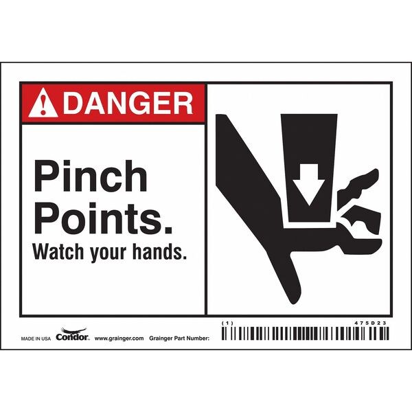 Condor Safety Sign, 3 1/2 in Height, 5 in Width, Vinyl, Horizontal Rectangle, English, 475D23 - 475D23