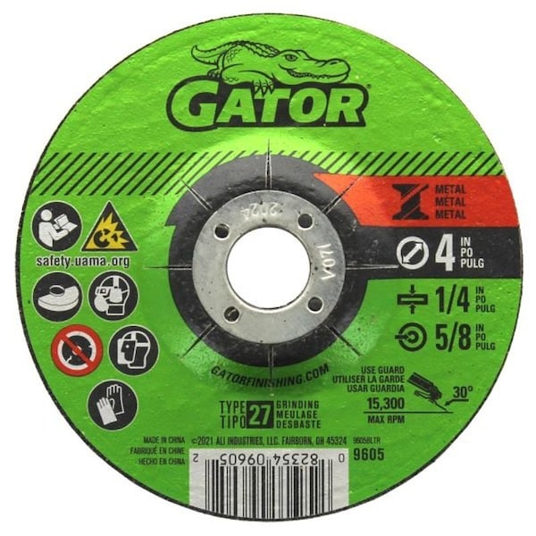 Gatorblade Cut-Off Wheel, 4 in Dia, 1/4 in Thick, 5/8 in Arbor, 24 Grit, Silicone Carbide Abrasive - 9605