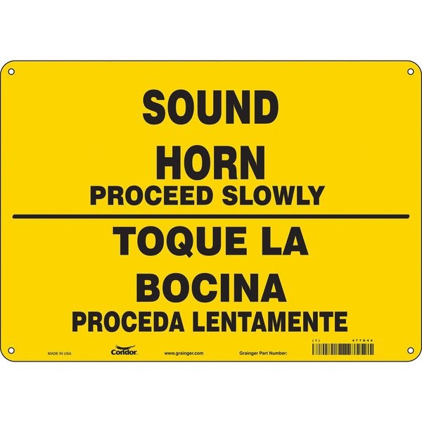 Condor SOUND HORN PROCEED SLOWLY, Spanish-Bilingual, 14 in W x 10 in H, Polyethylene, 477G44 - 477G44