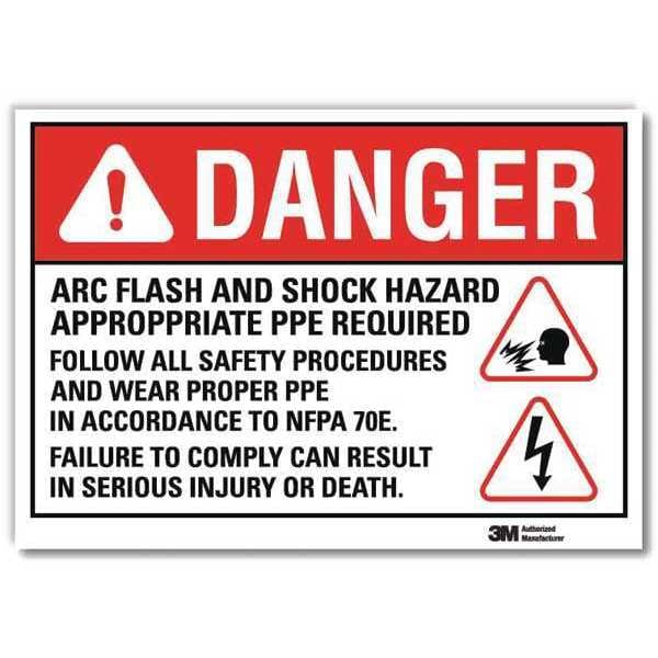 Lyle Danger Sign, 10 in W, 7 in H, Reflective Sheeting, White - U1-1082-RD_10X7