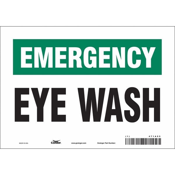 Condor Emergency, Eye Wash, 10 in W x 7 in H, Vertical Rectangle, Vinyl, 471A95 - 471A95