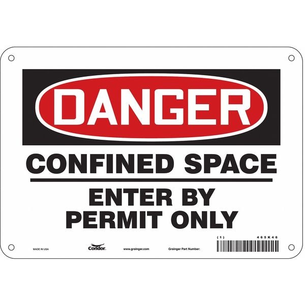 Condor Safety Sign, 7 in Height, 10 in Width, Polyethylene, Vertical Rectangle, English, 465K46 - 465K46