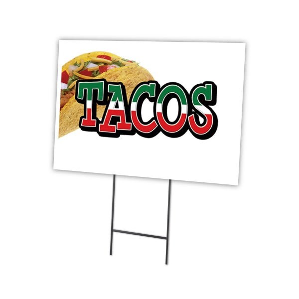 Signmission Tacos Yard Sign & Stake outdoor plastic coroplast window, C-1216 Tacos - C-1216 TACOS