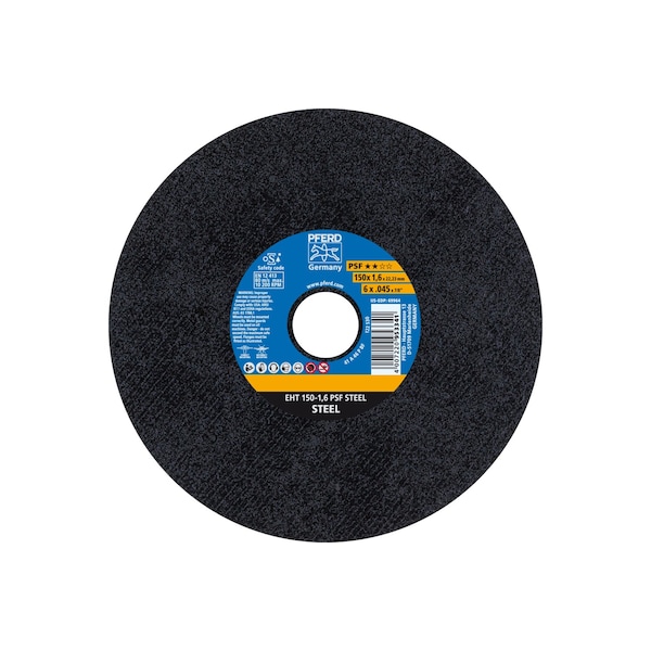 Pferd Abrasive Cut-Off Wheel, Type 1, 6 in Dia, 0.045 in Thick, 7/8 in Arbor Hole Size, Aluminum Oxide A - 69964