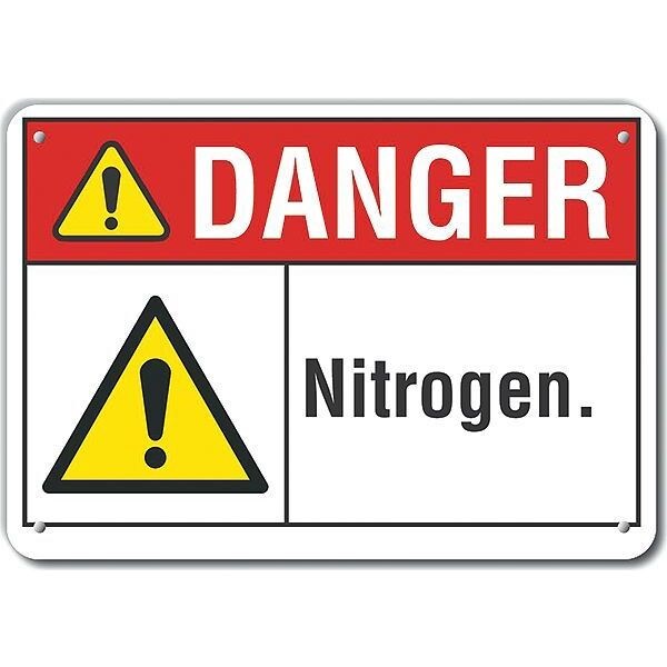 Lyle Reflective  Nitrogen Danger Sign, 10 in Height, 14 in Width, Aluminum, Horizontal Rectangle - LCU4-0078-RA_14X10