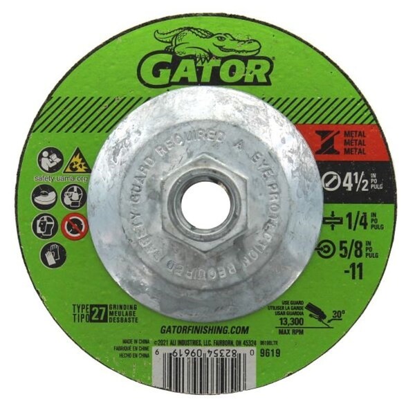 Gatorblade Cut-Off Wheel, 4-1/2 in Dia, 1/4 in Thick, 5/8-11 in Arbor, 24 Grit, Silicone Carbide Abrasive - 9619