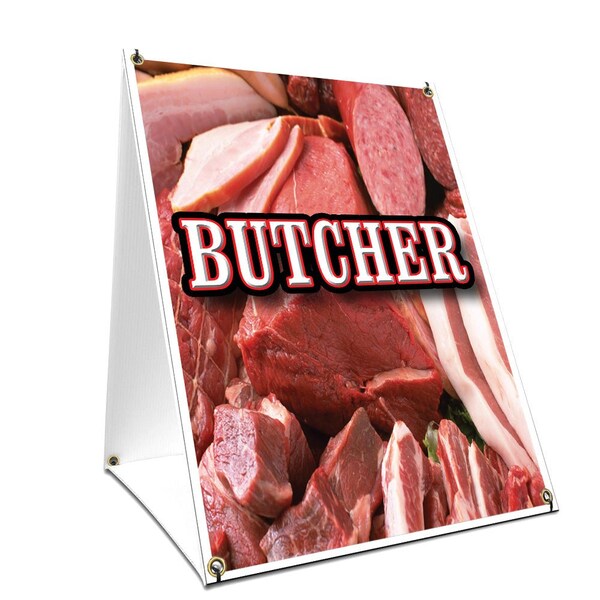 Signmission Butcher, 24 Inch x 18 Inch A-frame Yard Sign, Plastic Sign - SBC-1824-BUTCHER