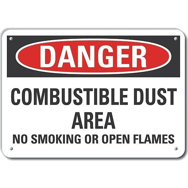 Lyle Aluminum Combustible Dust Danger Sign, 10" H, 14 in W, Horizontal Rectangle, LCU4-0622-NA_14X10 - LCU4-0622-NA_14X10