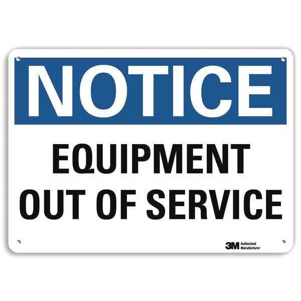 Lyle Notice, Equipment Out of Service, 10 in x 14 in, Horizontal Rectangle, Aluminum, U5-1205-NA_14x10 - U5-1205-NA_14X10
