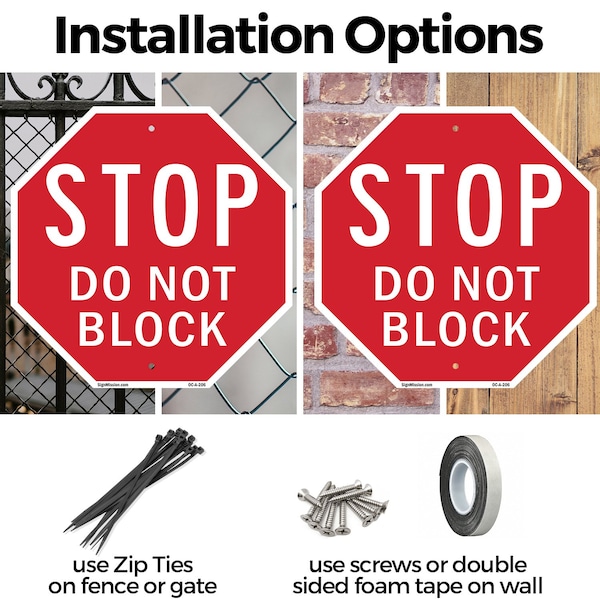 Signmission Stop Do Not Block, 18 inch X 18 inch, Plastic Sign, 2PK - OC-P-2PACK-18-206