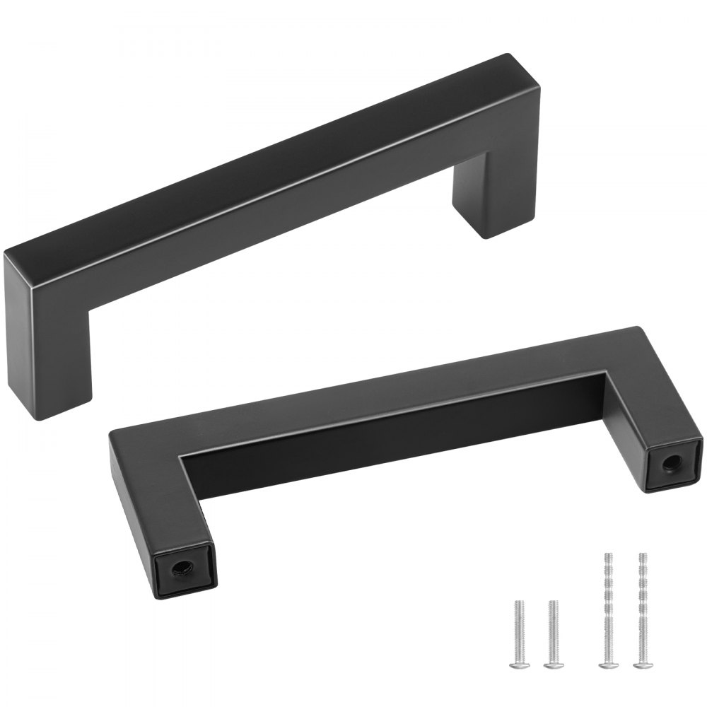VEVOR 10 Pack Cabinet Pulls, 3.86in / 96mm Center to Center Slim Square Kitchen Cabinet Drawer, Stainless Steel Modern Kitchen Cupboard Door Handles for Kitchen Bathroom Bar Hardware Matte Black - CJLSBXGPS10P74T96V0