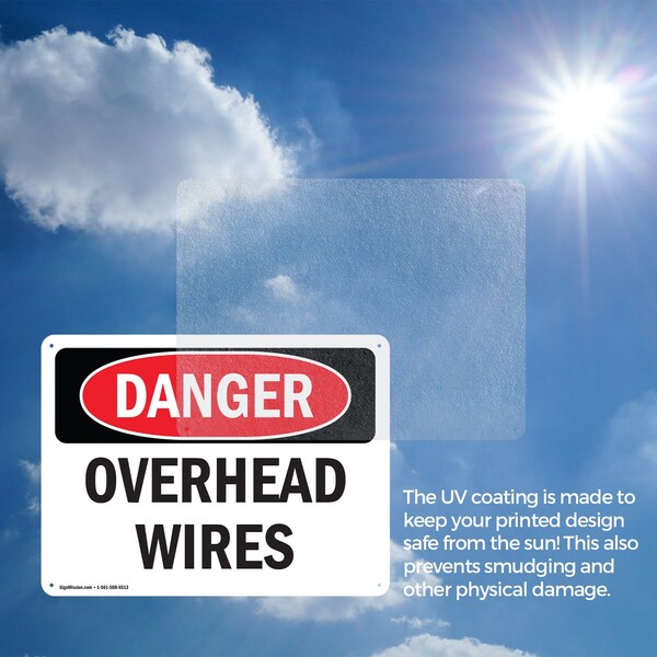 Signmission Overhead Wires Danger Sign, Aluminum, 10in W x 7in L, 2PK - OS-2PACK-DS-A-710-L-2290