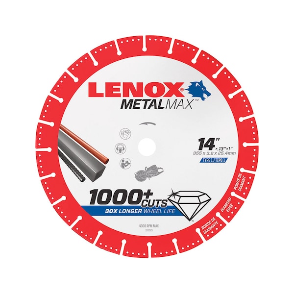 Lenox Lenox MetalMax 14 in. D X 1 in. Diamond/Metal Metal Cut-Off Blade 1 pc - 1972932