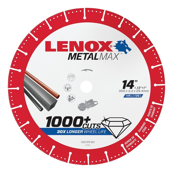 Lenox Lenox MetalMax 14 in. D X 1 in. Diamond/Metal Metal Cut-Off Blade 1 pc - 1972932