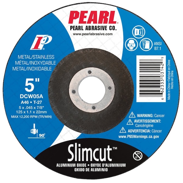 Pearl Dry, 5 in Dia, 0.045 in Thick, 7/8 in Arbor Hole Size, 46 Grit - DCW05A