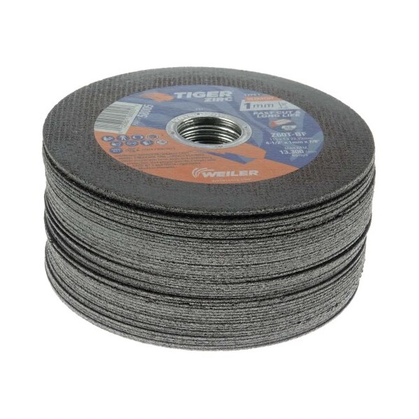 Weiler 4-1/2" x 1mm TIGER ZIRC ULTRACUT Type 1, Z60T, 7/8" A.H. - 58005