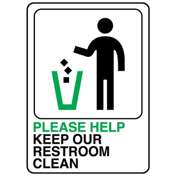 Hy-Ko Please Help Keep Restroom Clean Sign 5" x 7", 5PK - A02003