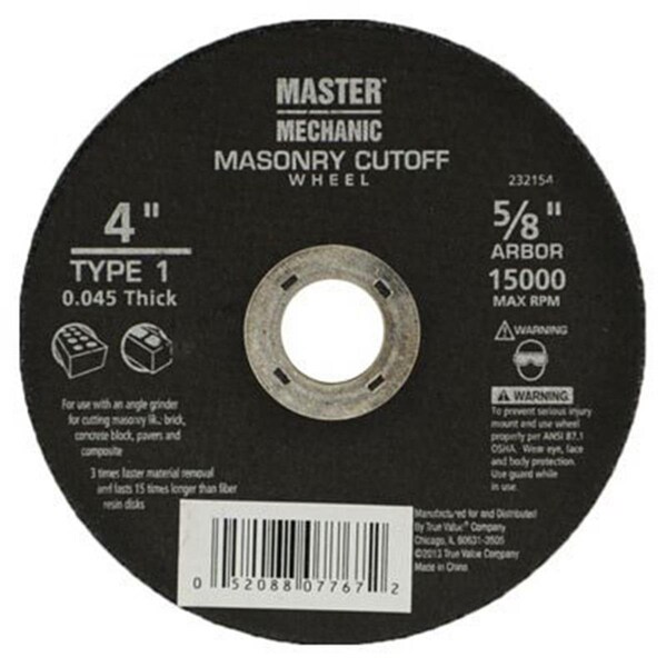Disston 4 x 0.045 x 0.625 in. Master Mechanic Masonry Cutting Wheel - 232154