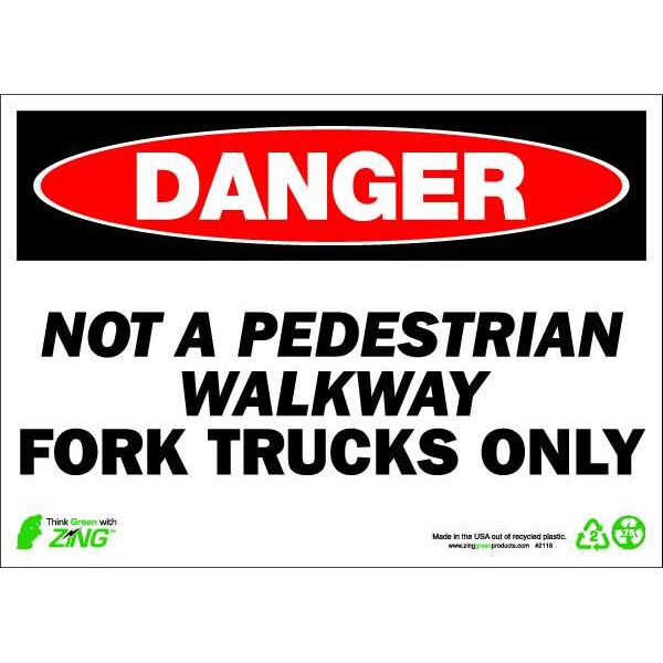 Zing Danger Sign, 10" H, 14" W, Aluminum, Rectangle, English, 2118A - 2118A