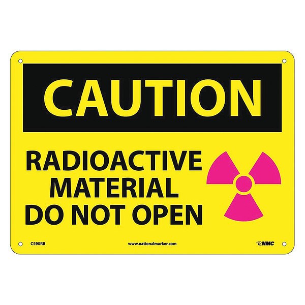 Nmc Radiation & Laser Sign, 10 in H x 14 in W, Rigid Plastic - C590RB