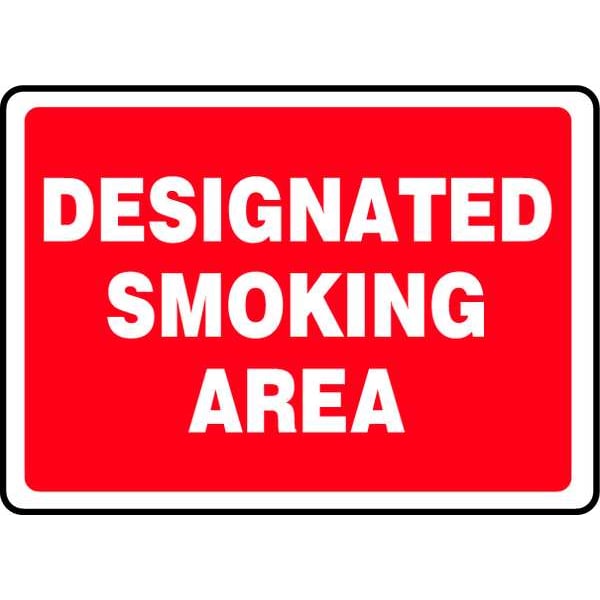 Accuform Smoking Area Sign, 7" H, 10" W, Rectangle, English, MSMK404VA - MSMK404VA