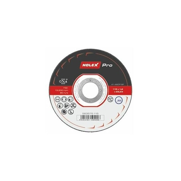 Holex Pro Cutting Disc for Steel and Stainless Steel, Extra Thin, Dia: 115 mm - 563575 115