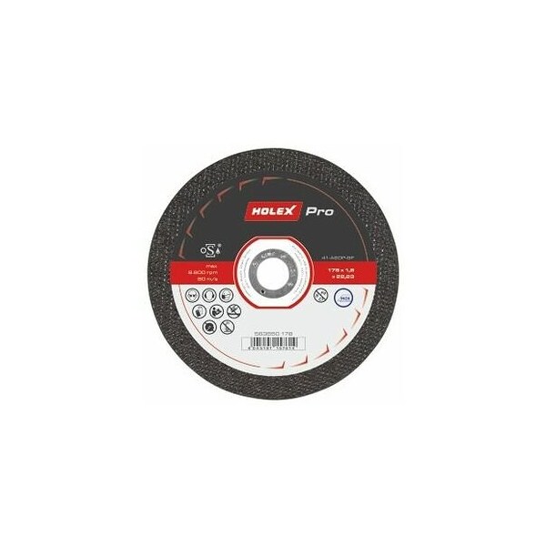 Holex Pro Cutting Disc for Steel and Stainless Steel, Extra Thin, Dia: 178 mm - 563550 178