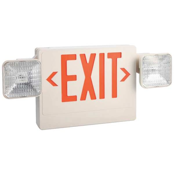 Zoro Select Exit Sign w/ Emergency Lights, 1 or 2 Face(s), Incandescent, Universal Mounting (Formerly LumaPro) - 6CGL7