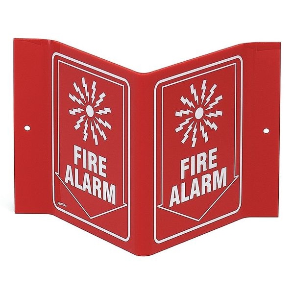 Brady Fire Alarm Sign, 6 in Height, 9 in Width, Acrylic, Rectangle, English - V1FL15A