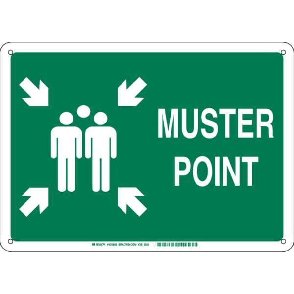 Brady Emergency Assembly Sign, 14 in Height, 20 in Width, Aluminum, Rectangle, English - 139575